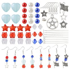 DIYイヤリング作成キット  合金ペンダント & ビーズを含む  アクリル、ABSプラスチック、シェルパール、鉄ラインストーンビーズ  鉄製のピアスフックと304ステンレス鋼のピン  ミックスカラー  15x12x2mm  穴：1.8mm&nbsp;DIY-FS0009-68