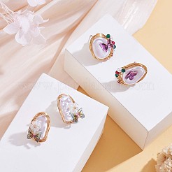 Shell Pearl with Acrylic Butterfly Stud Earrings&nbsp;JE973A