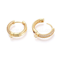 Brass Micro Pave Clear Cubic Zirconia Hoop Earring Findings&nbsp;KK-N276-20G