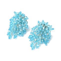 Glass Seed Braided Beaded Flower Stud Earrings&nbsp;EJEW-MZ00736