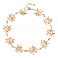 Alloy Crystal Rhinestone Sun Link Chain Necklaces for Women&nbsp;NJEW-P345-01G