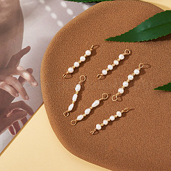 6Pcs 3 Styles Natural Cultured Freshwater Pearl Beaded Connector Charms&nbsp;PALLOY-TA00269