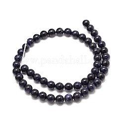 合成ブルーゴールドストーンラウンドビーズ連売り  8mm  穴：1mm  約48個/連  36~36.5cm&nbsp;X-G-P075-50-8mm