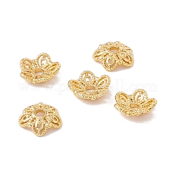 5  - 花びら真鍮ビーズキャップ  カドミウムフリー＆鉛フリー＆ニッケルフリー  花  18KGP本金メッキ  7.5x2mm  穴：1.6mm&nbsp;X-KK-A162-02G