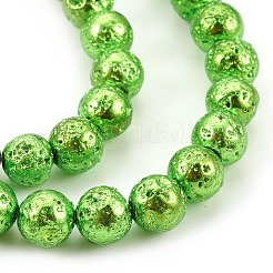 Electroplated Natural Lava Rock Bead Strands&nbsp;G-E511-01A-6mm
