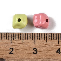 スプレーペイント合金ビーズ  菱形  ミックスカラー  6.5x8x7.5mm  穴：1.2mm&nbsp;PALLOY-H145-08