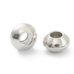 真鍮製スペーサービーズ  ディスク  プラチナメッキ  4x2.5mm  穴：1.6mm&nbsp;KK-O136-03A-P