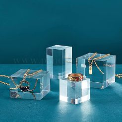 4種類のスタイルのアクリル製ジュエリーディスプレイベース4個  立方体と直方体  透明  3~4.5x3~4.5x3~5cm  1個/スタイル&nbsp;ODIS-OC0001-38