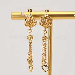 エレガントな真鍮のハートタッセルフープピアス  18KGP本金メッキ  花  45x10mm&nbsp;UE5965-2