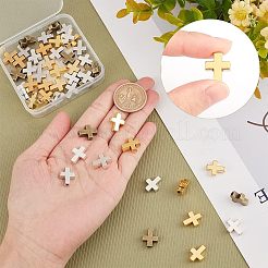 60個6色チベット風合金ビーズ  カドミウムフリー＆ニッケルフリー＆鉛フリー  クロス  ミックスカラー  15x12x5mm  10個/カラー&nbsp;TIBEB-HY0001-05