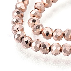 電気メッキガラスビーズセット  多面カット  ロンデル  桃パフ  3x2.5mm  穴：0.8mm  約136~144個/連  35~36cm&nbsp;EGLA-D030-15A-04