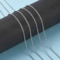 変色しにくい304ステンレススチールカーブチェーン  スプールで  溶接されていない  ステンレス鋼色  2.7x2x0.5mm  約32.8フィート（10m）/ロール&nbsp;CHS-R008-04