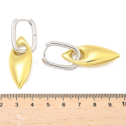 女性用馬の目真鍮フープピアス  ラックめっき  持続的なメッキ  カドミウムフリー＆鉛フリー  ツートン  プラチナ·ゴールデン  55.5x16mm&nbsp;EJEW-U057-06D-03GP