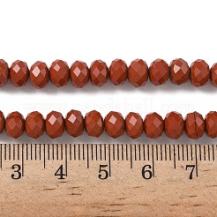 天然石レッドジャスパービーズ連売り  多面カット  ロンデル  5.5~6.5x4.5mm  穴：1mm  約91~94個/連  15.35''（39cm）〜15.43''（39.2cm）&nbsp;G-D344-A09