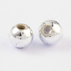 メッキアクリルビーズ  ラウンド  銀メッキ  4mm  穴：1mm  約14000個/500g&nbsp;PL681-1