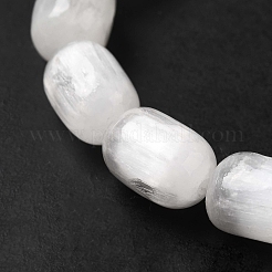 Natural Selenite Column Beaded Stretch Bracelet for Women&nbsp;BJEW-I312-01