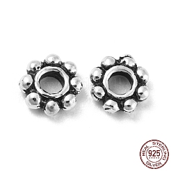 タイスターリングシルバースペーサービーズ925個  デイジーの花  アンティークシルバー  5x1.5mm  穴：1.6mm&nbsp;LS-STER-D004-01A-AS