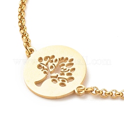 201 Stainless Steel Tree of Life Link Bracelet with 304 Stainless Steel Box Chains for Women&nbsp;BJEW-JB08281-01