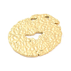304ステンレススチールカボション  テクスチャ  フラットラウンド  18KGP本金メッキ  36x32x1.5mm&nbsp;STAS-I202-31G