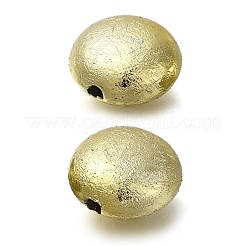 UVメッキ CCB プラスチックビーズ  テクスチャー  フラットラウンド  シャンパンイエロー  16x8.5mm  穴：3mm&nbsp;CCB-D008-01G