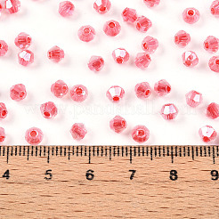 ガラスシードビーズ  色の内側  双円錐形  ライトコーラル  4.5x3.5mm  穴：1.4mm  6425個/ポンド&nbsp;SEED-N007-01F