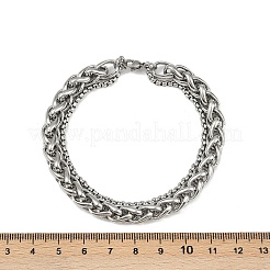 201ステンレススチール製キューバスタイル中国製ブレスレット（男性用）  ステンレス鋼色  8-1/8インチ（20.5cm）&nbsp;BJEW-B138-06P-04