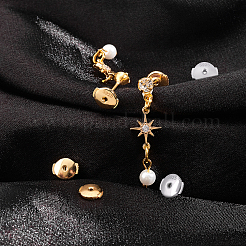 2ペア2色のスターリングシルバーのイヤリング  ピアスバックキャッチ  ゴールド＆ステンレス鋼色のバラ  6x7x1.5mm  穴：1.2mm  1対/カラー&nbsp;STER-CN0001-14B