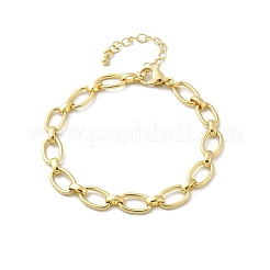 Brass Oval Link Chain Bracelets for Women Men&nbsp;BJEW-K273-11G