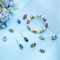 20Pcs 20 Colors Handmade Printed Porcelain Beads&nbsp;PORC-WR0001-03