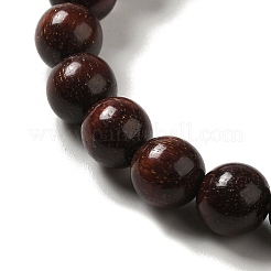 8.5mm ラウンド白檀と合成寿山石ビーズストレッチブレスレット  内径：2インチ（5.2cm）&nbsp;BJEW-B080-08A