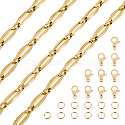 DIY 304 ステンレススチール 楕円形リンクチェーン ネックレス/ブレスレット作成キット  18KGP本金メッキ  13.5x6.5mm&nbsp;DIY-TA0012-75