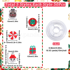 クリスマスDIYブレスレットジュエリー製作キット  手作りのポリマークレイビーズを含む  ミックスカラー  9~12x0.8~10x0.8~10mm  穴：1.5~1.6mm&nbsp;DIY-SC0026-08