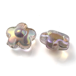 UVメッキレインボー虹色透明アクリルビーズ  ツートン  花  ゲインボロ  17x17x9mm  穴：2.7mm&nbsp;OACR-C007-03D