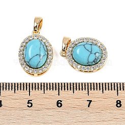 Synthetic Turquoise(Dyed) Oval Pendants&nbsp;KK-U043-47G-E