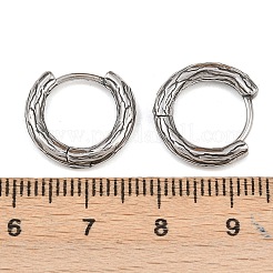 316サージカルステンレステクスチャードフープピアス  アンティークシルバー  14x15.5x2.5mm&nbsp;EJEW-C160-10B-AS