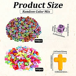 800Pcs 2 Styles Cross Theme Acrylic Beads&nbsp;MACR-PA0001-45C