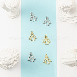 6個2色真鍮ペンダント  天使  ミックスカラー  16x14x2mm  穴：1mm  3個/カラー&nbsp;KK-FS0001-03M