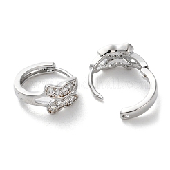 Brass Micro Pave Clear Cubic Zirconia Hoop Earrings&nbsp;EJEW-C121-06P