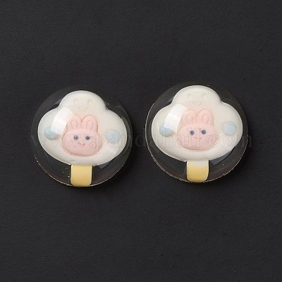 クリア樹脂カボション  アイスクリーム模様の半円形  ホワイト  24.5x9.5mm&nbsp;RESI-G034-B09-1