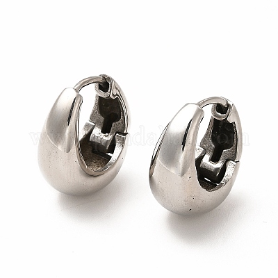Non Tarnish 316 Surgical Stainless Steel Thick Hoop Earrings for Women Stainless Steel Color 17x16x8mm Pin 1mm