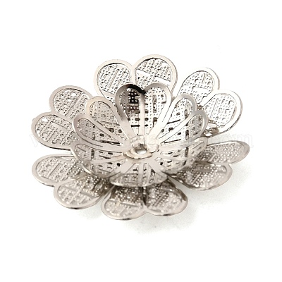 真鍮製ビーズキャップ  花  プラチナ  24x24x3.5mm  穴：1mm&nbsp;KK-C167-03C-P-1