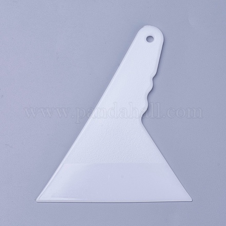 プラスチックスクレーパツール  三角形  ホワイト  12x10x0.35cm  穴：0.5のCM&nbsp;TOOL-WH0117-24-1