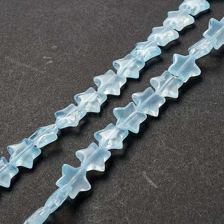 透明なガラスビーズ連  スター  ライトシアン  10x10x4mm  穴：0.8mm  約40個/連  13.39~14.17インチ（34~36cm）&nbsp;GLAA-K057-01M-1