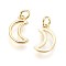 Brass Charms, Cadmium Free & Lead Free, with Jump Ring, Moon, Golden, 13x9x1.5mm, Hole: 3mm