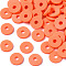 Handmade Polymer Clay Beads, Disc/Flat Round, Heishi Beads, Orange Red, 8x0.5~1mm, Hole: 2mm, about 13000pcs/1000g