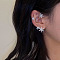 Alloy Rhinestone Cuff Earrings, Flower, Platinum, 70x35mm