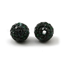 A級ラインストーンビーズ  パヴェボールディスコビーズ  樹脂と陶土  ラウンド  グリーン  pp11（1.7~1.8mm）  10mm  穴：1.5mm&nbsp;RB-B026-2
