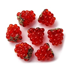 Handmade Lampwork Beads, Raspberry, Red, 12.5x10~12mm, Hole: 1.6mm