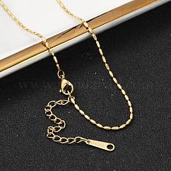 Ion Plating(IP) 304 Stainless Steel Oval Ball Chain Necklace for Men Women, Real 14K Gold Plated, 16.02 inch(40.7cm)