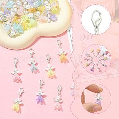 70個 7スタイル アクリルペンダントデコレーション  天使  合金製カニカン付き  ミックスカラー  21.9mm  10個/スタイル&nbsp;HJEW-FS00072